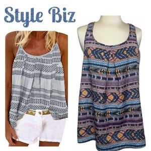 Boho Aztec Floral Gypsy Renaissance Festival Tank Top Size Medium